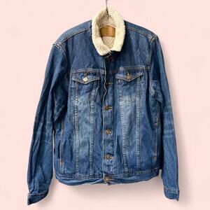 Denim Sherpa Chore Jacket, Sz Large Barn Coat